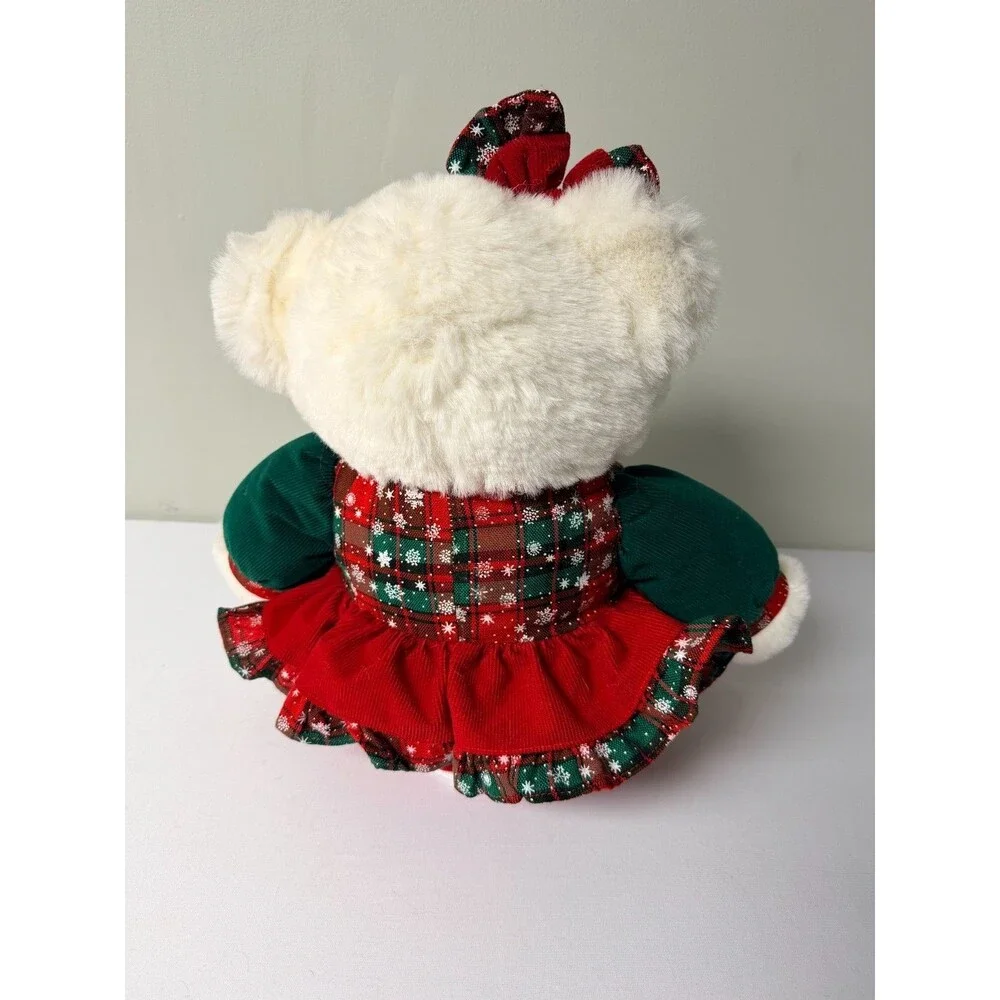 Vintage Snowflake 1994 White Christmas Teddy Bear Plush Holiday Dress 15in